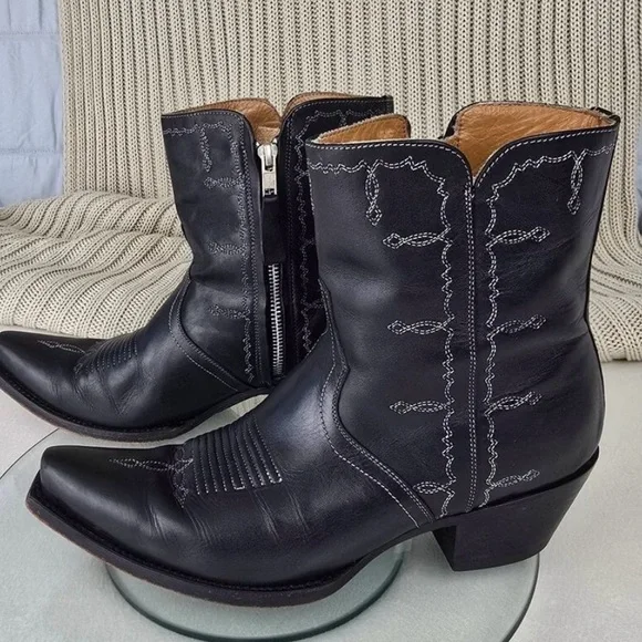 LUCCHESE Demi Boots Booties Women’s Size 8.5 C / Short Western Zipper - Picture 4 of 5